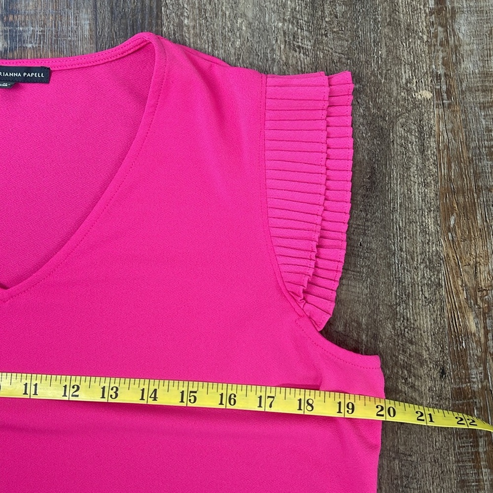 Adrianna Papell Vibrant Pink Women's V-Neck Top Ladies Size M - Picture 10 of 10
